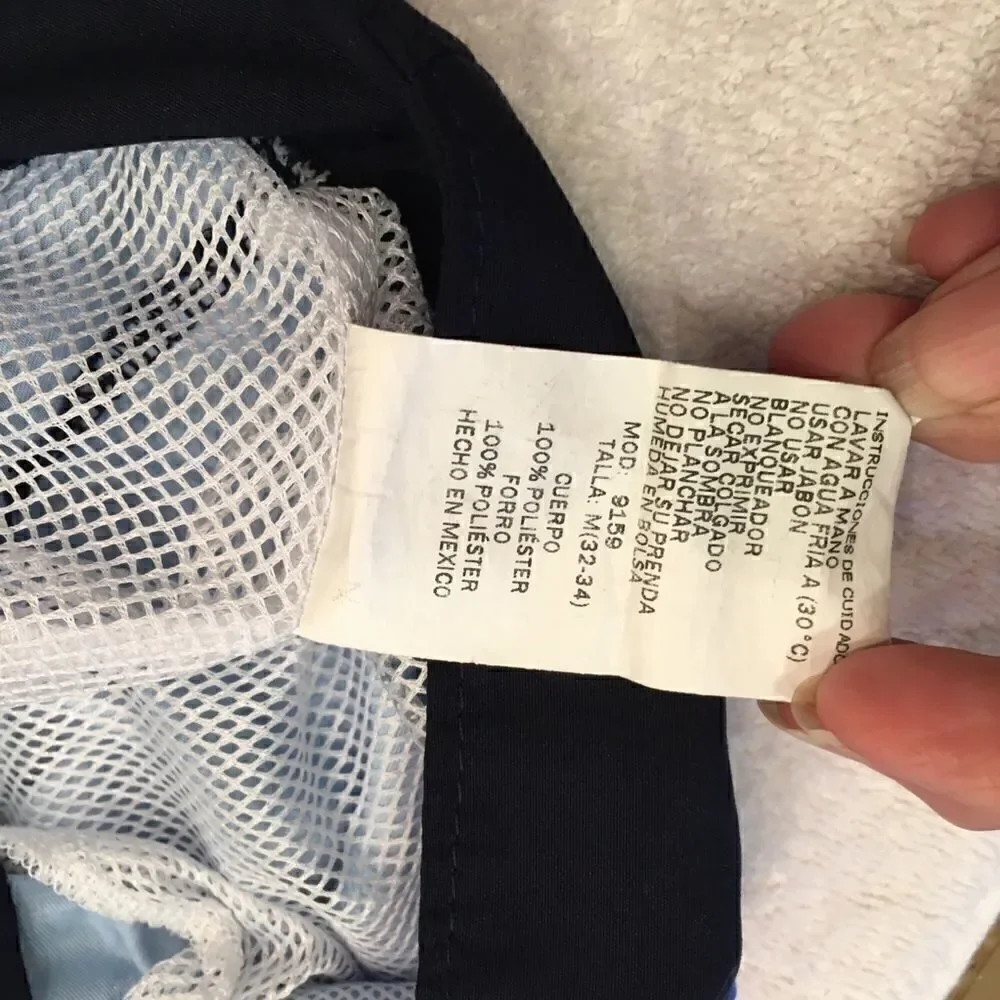 Ocean Pacific Medium swim shorts blue black trunks good condition tie at waist
